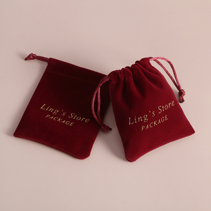 9*12cm Gold Silk Printed Wholesale Velvet Drawstring Bag Cosmetic Package Velvet Suede Jewelry Pouch Dust Gift <b>Makeup</b> Bag - Product Image 2