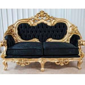 โซฟาห้องรับแขกแบบสามที่นั่ง ผลิตจากไม้สักคุณภาพพรีเมียม พร้อมเบาะหรูหราและงานหุ้มผ้าอย่างมีสไตล์สำหรับบ้าน - Product Image 1