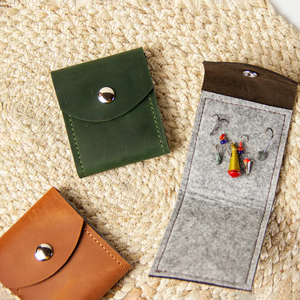 Portafoglio in Vera Pelle per Pesca a Mosca, Borsa per Attrezzi da Pesca, Piccola Tasca per Mosche Artificiali, Regalo per <span class=keywords><strong>Pescatori</strong></span> - Product Image 1