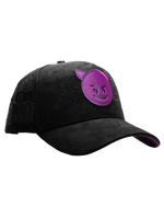 Nouvelle Casquette de Baseball Noire Effet Daim avec Patch Visage de Diable Violet Original et Strass, Style Gothique EDLG, Casquette Trucker