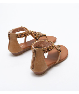 2024 été nouvelle mode européenne et américaine polyvalent pente talon strass sandales romaines - Product Image 5