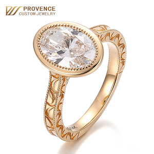 Anillo de compromiso de diamante cultivado en laboratorio con certificación IGI, corte ovalado de 1.5 quilates, estilo étnico de lujo, engaste tipo catedral, oro macizo auténtico de 14k o 18k. - Product Image 1