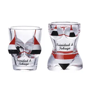 Special lady body shape different size sexy breast bikini glass art thick bottom custom unique shot glass