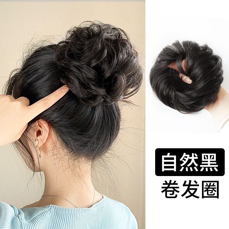 ยางรัดผมลอนสีดำธรรมชาติ