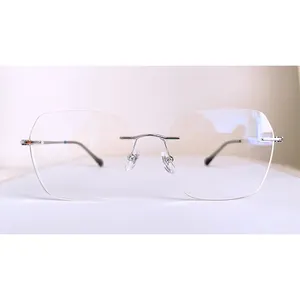 तमाशा पर्चे दौर धातु Rimless लक्जरी चश्मा फ्रेम ऑप्टिकल चश्मा Eyewear फ्रेम