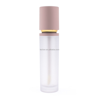 Tube de rouge à lèvres rond givré rose personnalisé de 3,8 ml, flacon vide en plastique avec bouchon à vis pour gloss à lèvres, fabriqué par des fabricants