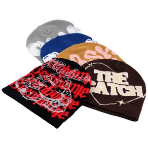 HK34 Custom Veracap Men Women Design <strong>All</strong> <strong>Over</strong> Print Y2K <strong>Beanies</strong> <strong>With</strong> Custom Jacquard Letter Logo <strong>Winter</strong> Knitted Cuff <strong>Beanie</strong> Hat - Product Image 5