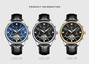 Envío Directo, Reloj Mecánico para Hombre KINYUED J-125, Movimiento Automático, Correa de Cuero, Fase Lunar, Visualización de Día y Fecha, Resistente al Agua 3BAR - Product Image 5