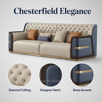 Hochwertiges Europäisches Luxus-Sofa-Set im Italienischen Design, 3-Sitzer Weißes Echtleder-Wohnzimmersofa