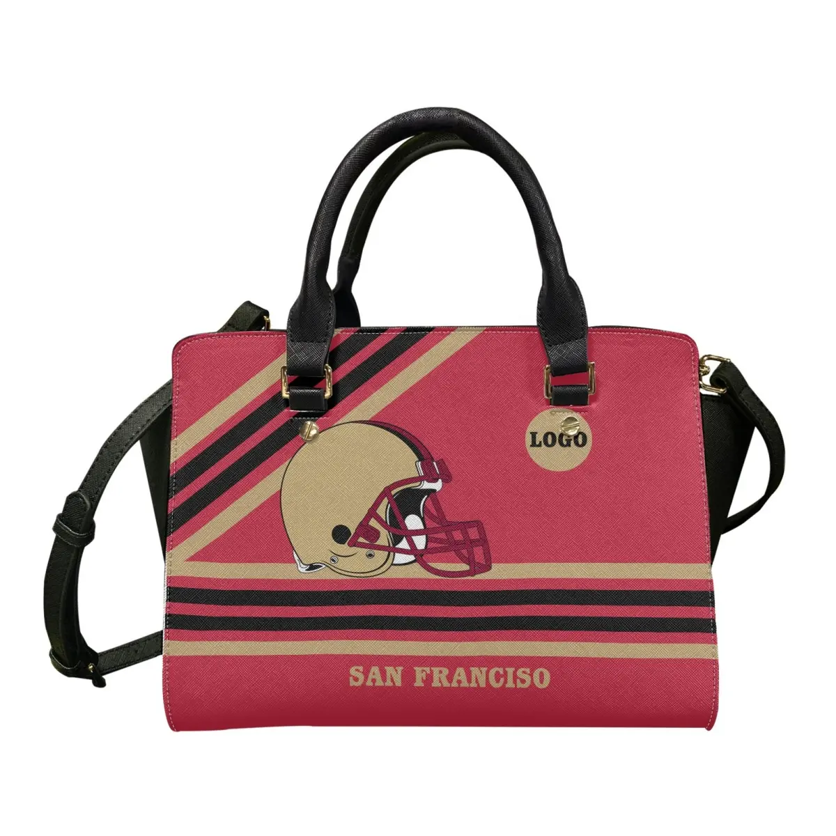 Große Kapazität San Francisco Damen Einkaufstaschen Großhandel Luxus American Football Team Schulter Handtaschen für Frauen Custom Logo