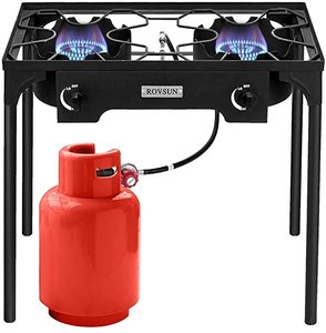 ポータブル自立式屋外キャンプ用ガスストーブ<span class=keywords><strong>2</strong></span>バーナーノブコントロールプロパンRVスチール家庭用裏庭用取り外し可能 - Product Image 5