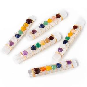 Natural Wire Wrapped Selenite Stick 7 Chakra <strong>Love</strong> Heart <strong>Wand</strong> for Healing Gift Giving Mother's Day Valentine's Day Mosaic Crystal - Product Image 2