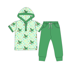 Ensemble de vêtements pour bébés garçons, haut à manches courtes imprimé et pantalon uni - Product Image 4