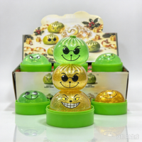 Joyeux Noël Jouet Squishy en forme de boule, motif visage de monstre vert, avec paillettes transparentes, doux à presser, sensoriel anti-stress, cadeau