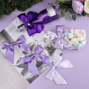 50 Pack Geschenkverpakking Mand Ambachten Bruiloft Baby Shower Verjaardag Kerstfeest Decoraties Paars Satijnen Lint Voorgebonden Strikken - Product Image 4