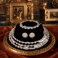 Parure de bijoux indienne en acier inoxydable, ensemble de bijoux pour femmes, collier, boucles d'oreilles, accessoires, ensemble de bijoux de mode