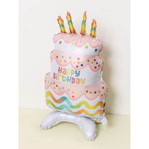 Globos de pie de plata para pastel de cumpleaños, decoración de fiesta de aluminio con forma de letra feliz para Navidad, Halloween, Día de San Valentín - Product Image 1