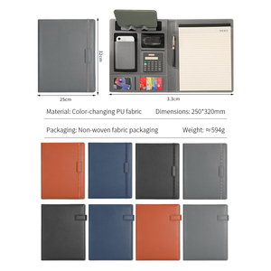 Porte-documents de conférence en cuir PU A4, prix d'usine en gros, logo personnalisé en relief, dossier de classement - Product Image 2