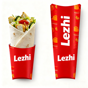 Caja de rollo de pollo de comida rápida desechable con logotipo personalizado caja de embalaje de papel de Burrito caja de papel de rollo en forma de almohada cajas de papel para <span class=keywords><strong>Shawarma</strong></span> - Product Image 5