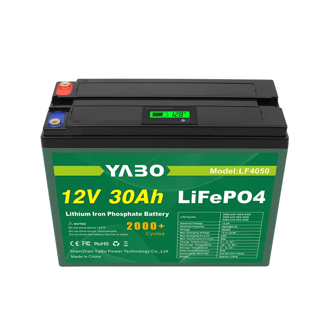 New Design Li-ion Battery Pack Lithium Iron Phosphate 12V Lifepo4 30Ah with LCD