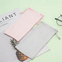 Sac à lunettes en microfibre recyclée personnalisable avec logo OEM, haute qualité, cordon de serrage, pochette pour lunettes de soleil en RPET, vente chaude