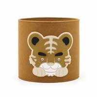 Panier de rangement en feutre pour enfants avec motif de tigre mignon, idéal pour la chambre d'enfant, la chambre à coucher et la salle de jeux