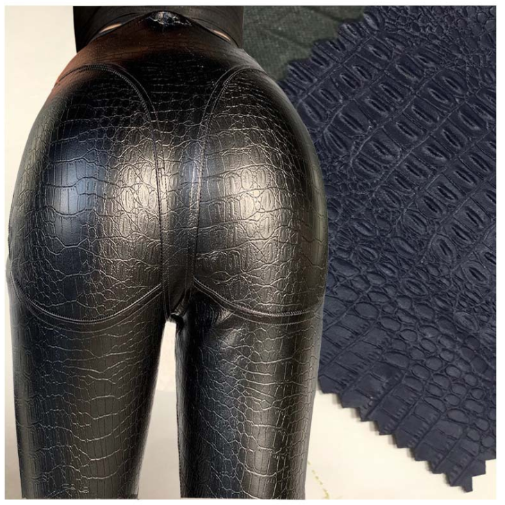 PU Embossed Stretch Leather Fabric for