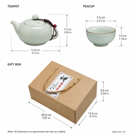 Service à thé en céramique émaillée avec théière et quatre tasses, style chinois, boîte cadeau en papier kraft pour la préparation du thé à la maison et au bureau