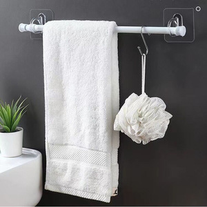 Wall Mounted Self Adhesive <b>Hook</b> <b>Rail</b> For Bathroom Storage Multifunction Plastic PP Single Tier Round Shape - Product Image 1