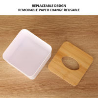 Vente en gros Logo personnalisé Porte-serviettes en plastique avec couvercle en bambou naturel Boîte de rangement en papier de soie pour Restaurant Bar Hôtel