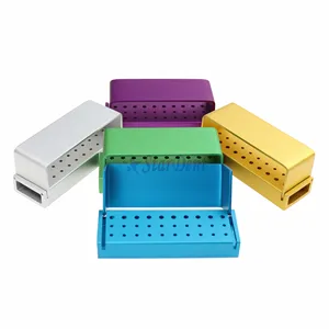 Dental Stainless Steel Colorful Bur Holder Sterilization 30 holes Opening Bur Disinfection Box