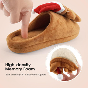 Mules d'hiver pour femmes et hommes, en forme de bonhomme en pain d'épices, doublées de peluche, légères, en mousse à mémoire de forme, confortables, douces, respirantes - Product Image 4