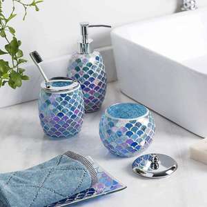 Modern Style Mirror Mosaic Glass <b>Bathroom</b> <b>Accessory</b> Four-Piece <b>Set</b> Factory Supplied for Home Decoration - Product Image 5