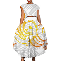 Haut et jupe Puletasi robe ensemble grande taille élégant polynésien Tribal Design Midi Tropical imprimé fleuri décontracté femmes robes