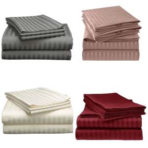 Set di lenzuola Queen Size 4 pezzi - Lenzuola ultra morbide e rinfrescanti - Righe bianche antipiega e resistenti allo sbiadimento con tasche profonde - Product Image 4