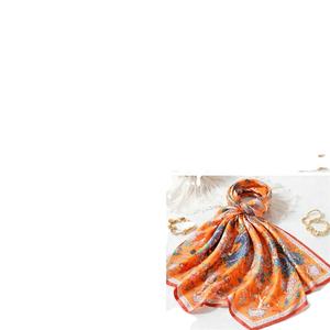 Chal Grande de Seda con Estampado Digital Estilo Marroquí en Naranja Vibrante para Mujer, Ideal para Fiestas, Viajes y como Cubierta de Playa - Product Image 1