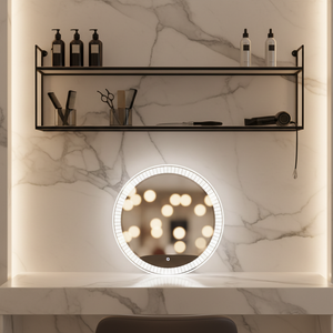 Miroir de salon rond en cristal LED à intensité variable - Product Image 3