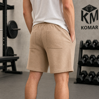 Shorts de survêtement décontractés pour hommes, en molleton bouclette 100 % coton épais, respirant, avec cordon de serrage et taille élastique, personnalisables en gros