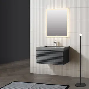 거울 문과 조리대가있는 간단한 싱크대 욕실 캐비닛