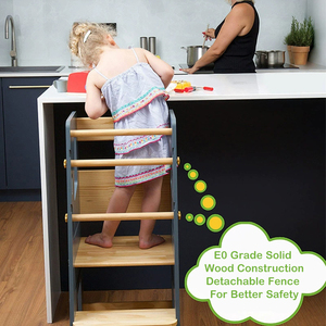 Montessori ahşap öğrenme kulesi güvenlik ağı mutfak yardımcısı kule çocuk öğrenme için adım dışkı - Product Image 5