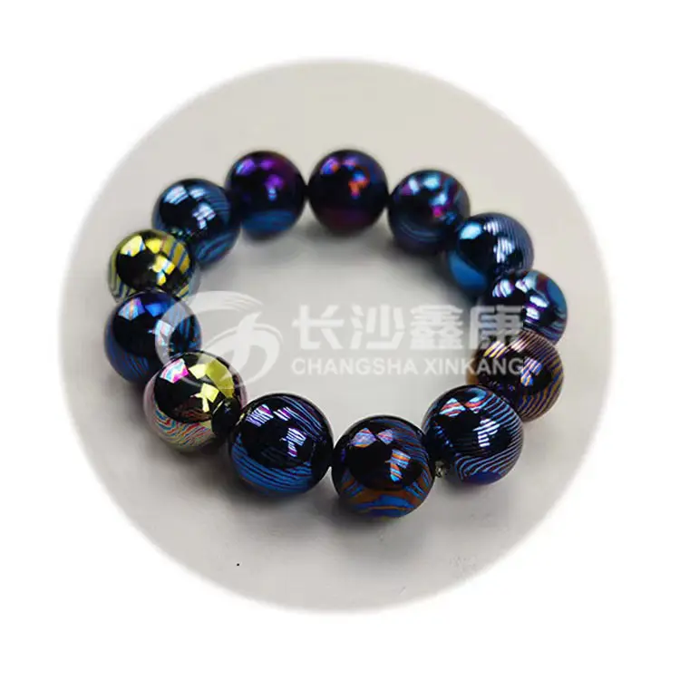 Titanium Alloy OEM Service Timascus Ball Ti-Moku Bead 8mm 10mm 12mm Mokuti Damascus Bead Ball for Jewelry