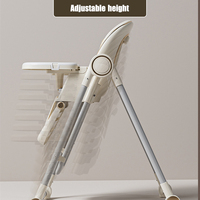 Chaise d'Alimentation Pliable pour Bébé, Chaise Haute Réglable 3 en 1 avec Roues