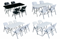 Mesa Plegable de Plástico Resistente de 6 Pies (180 cm), Mesa de Comedor Rectangular Portátil para Eventos al Aire Libre y Campamento