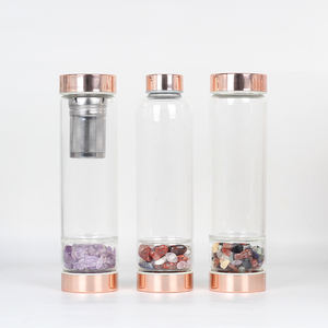 Bouteille en cristal avec couvercle en or Rose, pierres précieuses naturelles, en Quartz, avec Logo personnalisé - Product Image 4