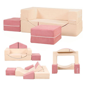 Childrens Play Sofa Modular Building <b>Blocks</b> Climbing Mat Geometric <b>Shape</b> Fabric High Elasticity Foam Unisex Indoor Play - Product Image 1