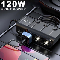 Simr 8 en 1 120W PD36W 12v double chargeur USB avec interrupteur allume-cigare Qc3.0 chargeur de voiture prise allume-cigare