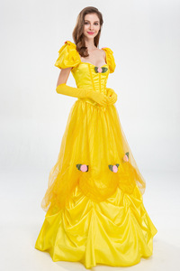 Disfraz de Princesa Bella de La Bella y la Bestia para Niñas, Vestido Amarillo con Falda de Pastel, para Navidad - Product Image 2