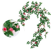 Guirlande de roses artificielles en soie rouge-orange vibrantes, fausses fleurs pour couvrir les tuyaux de climatisation, décorer les balcons, les mariages et les murs