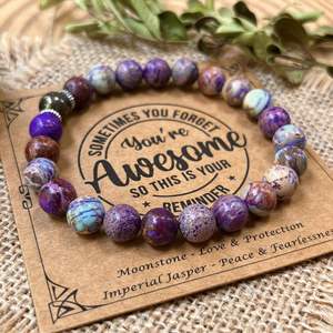 Pulsera de Piedra Natural con Cuentas de Vidrio Coloridas, Corona de Chakra, Espiritual, con Video de Marketing HD Confiable y Tarjeta de Garantía de Calidad - Product Image 3