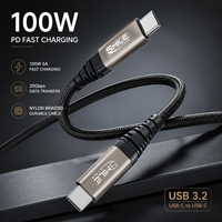 Cable USB 3.2 C-C de 1m para Pedidos Pequeños, Carga Rápida PD 100W 5A, Transferencia de Datos de 20GB, Cable de Carga de Nailon de Alta Calidad, Cable de Tela Usbc de 1.2m